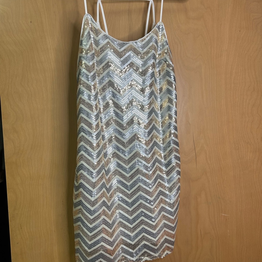 Chevron Sequin Dress with Spaghetti Straps